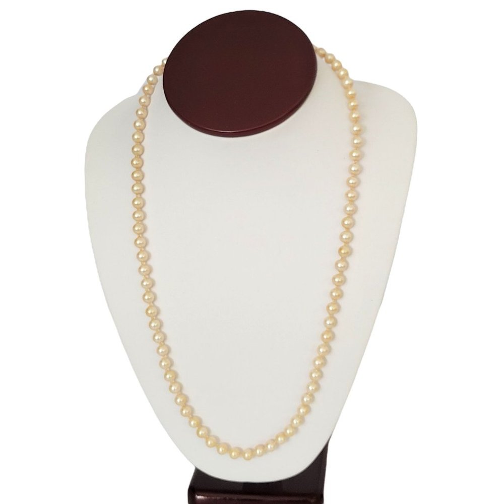 Monet Faux Pearl 23" Necklace Cream Colored Gold Tone Findings Box Clasp